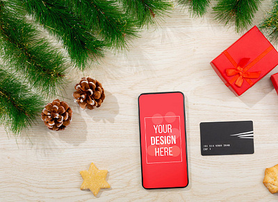 Christmas Phone & Tablet Screen Mockup Set abstract christmas clean decoration device devices display festive laptop mac macbook mockup new year ornaments phone phone mockup realistic simple smartphone tablet