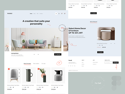 Furniture landing page 1440 agency clean creative dropshipping figma furniture furniture shop landing page minimal mobile app online store shopify store template trendy design ui design uiux ux design web page website