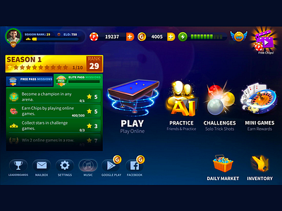 Billiard Game UI Update app app design design game game ui illustration logo ui ux