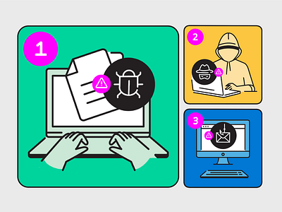 Workplace risks character cyber attack desk editorial illustration illustration illustrator isometric microsoft office pandemic people vector illustration work