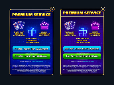 Premium Service Mobile Game Pop-ups app app design design game game ui illustration mobile game pop up popup subscription ui ux