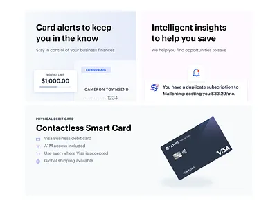 Novel Financial Feature Callouts banking credit card features