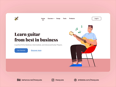 Learn Guitar - Hero Section animation guitar guitar landing page guitar website interaction design landing page learn motion motion design tutorial ui uiux web design