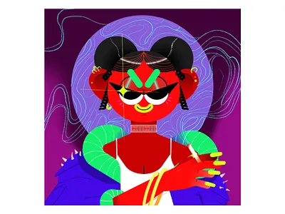 Cute Girl at the Bar abstract character design fashion gradient illustration ipad pro procreate red smoke texture vector