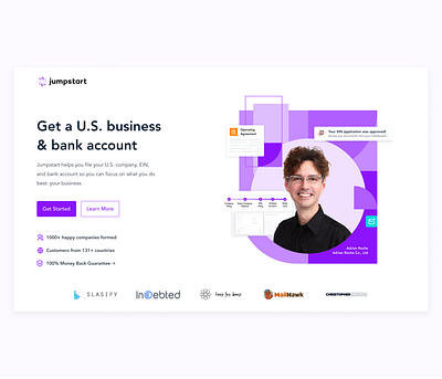 Jumpstart Filings Lander company formation incorporation landing page