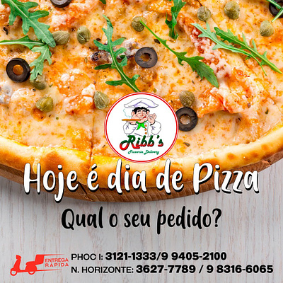 Cards da Pizzaria Ribb's cards criação gestão de redes sociais