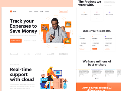 Xpense - Expense Tracking app landing page landingpage landingpagedesign landingpagedesigner landingpageoptimization mobileapp mobileappdedesign ui uidesign uitrends uiux ux uxdesign uxdesigner