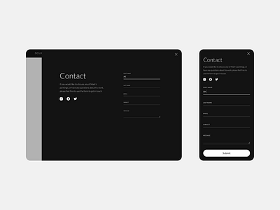 Contact slide out page design graphic design responsive ui ux web design