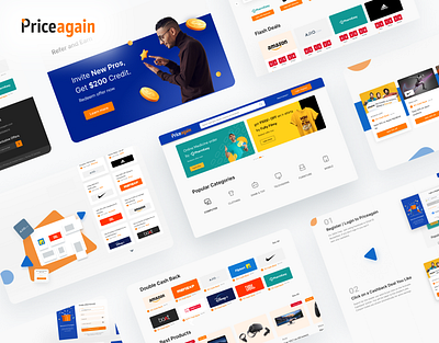 Priceagain branding cashback coupen design designer figmadesign illustration logo product design typography ui ux vector website