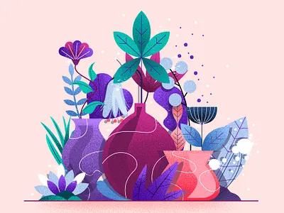 Flower Pot art botanic colorful design digitalillustration flower graphic design illustration leaves minimalistic art nature palette pot simpleillustration vector