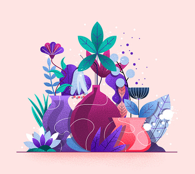 Flower Pot art botanic colorful design digitalillustration flower graphic design illustration leaves minimalistic art nature palette pot simpleillustration vector