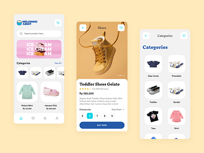 Hellomici Kids Apparel App app apparel app branding children design kids kids app kids apparel kids website shoes app ui ui app ui design user experience user interface ux ux design ux ui website