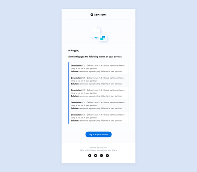 Sentient Security Alert Email cybersecurity email email design security