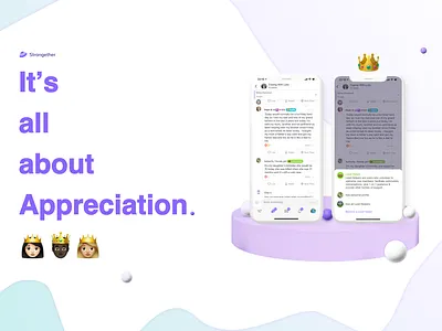 Strongether - emotional support community application app application application design branding design emojis graphic design logo product product design ui ux