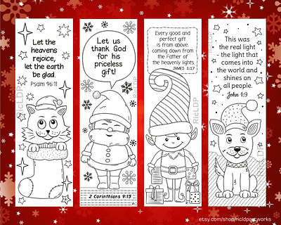 Four Christmas Coloring Bookmarks bible verses christmas bookmarks christmas markers diy bookmarks xmas arts