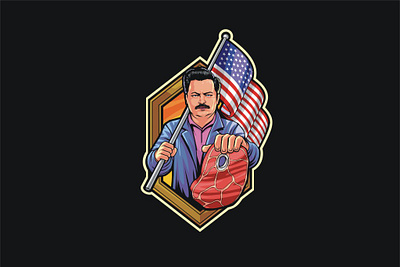 ron swanson 01 branding character design illustration logo sold out vector
