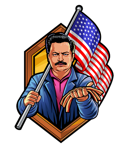 ron swanson 02 branding character design illustration logo sold out vector