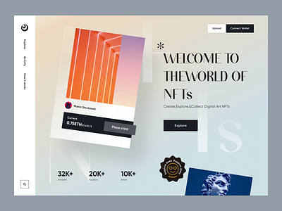 NFT landing page design art web crypto cryptoart cryptocurrency web ethereum hero page landing page main mate nft nft art token ui website