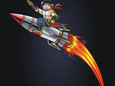 rocket samurai 01 character design gaming illustration logo sold out vector