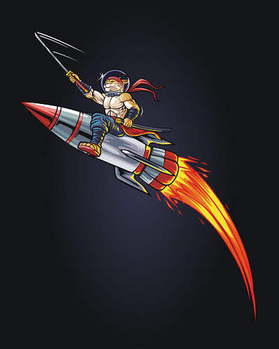 rocket samurai 01 character design gaming illustration logo sold out vector