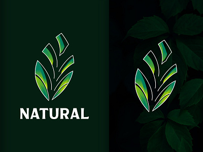 Flat and Modern Logo For NATURAL brand identity branding design flat graphic art graphic design graphics design icon illustration leaf leaves lettering logo minimalist modern nature nature logo typography ui vector