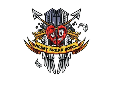 heart break hotel branding design gaming illustration logo sold out typography vector