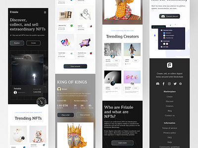 Frizzle - Responsive NFT website card clean crypto digital art footer hero section market market place mobile responsive nft nft market responsive responsive web responsive website responsive websites ui web website websites