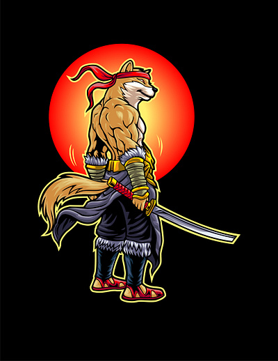 dogie samurai 01 branding character design gaming graphic design illustration logo sold out vector