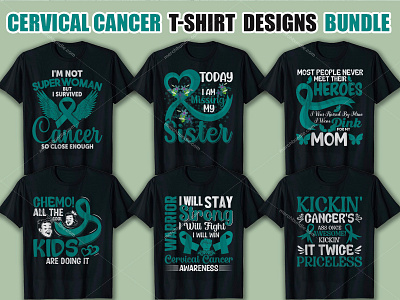 Cervical Cancer T-Shirt Design Bundle cervical cancer png cervical cancer shirt cervical cancer svg cervical cancer t shirt cervical cancer vector merch by amazon print on demand t shirt design free t shirt maker typography shirt typography tshirt vector graphic vintage shirt vintage svg