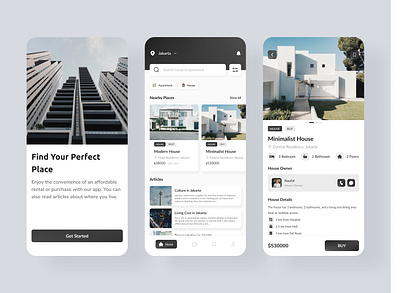 Properties App agency apartment apartment rent app clean daily ui design house house rent housing minimal minimalist mobile app mobile design mobile ui real estate real estate agency rent ui ui design