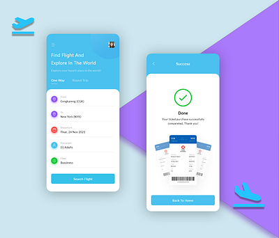 Flight Booking App air way app booking app buying tickets design flight booking illustration making travel easy minimal mobile modern plane responsive trendy ui user friendly research user login ux ux concept vector design