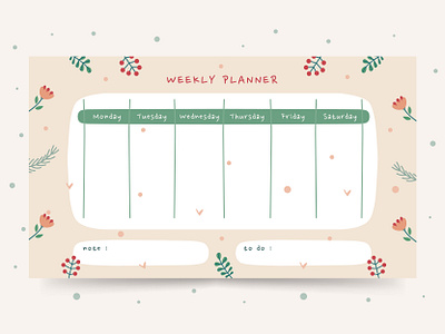 Printable Weekly Planner cute doodle holiday illustration planner plant playful printable to do list visual design weekly