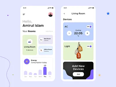 Smart Home App Ui Design design home screen ios minimal app mobile ui modern app smart app smart home ui ux