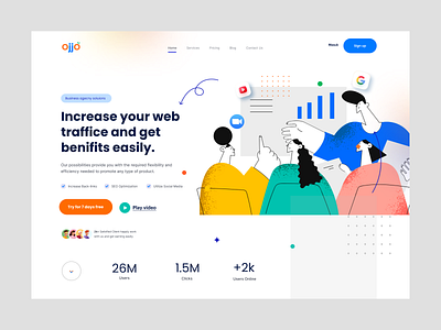 Ojjo Agency Web UI Exploration agency landingpge agency website app designer business website designer digital agency digital art ui e commerce ui illustration ui madhu mia minimal modern website popular shot service website startup business trendy uiux ux visual design web designer