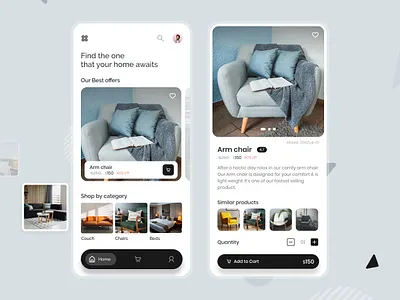 Conceptual Furniture app 17seven clean design ecommerce furniture furniture app minimal mobile app online shopping shopping ui ui design user interface design userinterface
