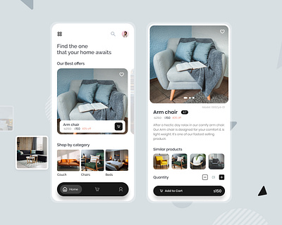 Conceptual Furniture app 17seven clean design ecommerce furniture furniture app minimal mobile app online shopping shopping ui ui design user interface design userinterface