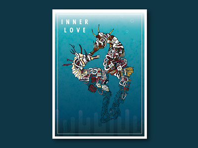 Inner Love abstract animals biomechanical cyberpunk fish graphic design graphic illustration illustration lineart love marine life ocean robot saltwater sea creatures sea dragons seahorse steampunk story vector