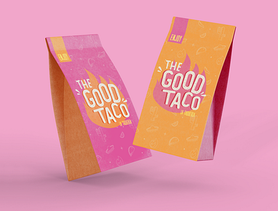 The Good Taco- Taco Shop Branding - Taco Logo Icon Fire - bag #1 3d art artwork bag brand branding design digital art digital illustration fire flame graphic design illustration logo logos mexican mockup taco ui vector