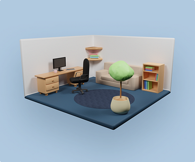 3D Office 3d 3d animation 3d art 3d illustration blender blender3d desk home office illustration office pc wfh