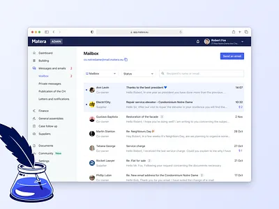 Inbox 💌 app building management design email illustration inbox interface mail mailbox matera product saas ui ux web