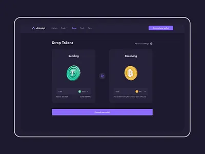 Swap token blockchain crypto dashboard swap unique web3