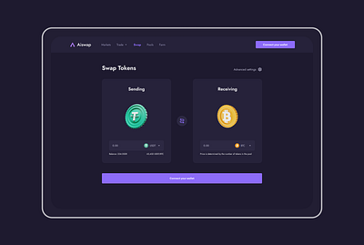 Swap token blockchain crypto dashboard swap unique web3