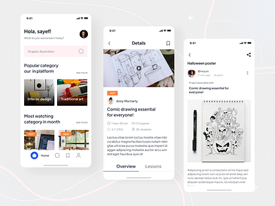 Online learning app UI kit freebie app ui course app design freebie e learning education app edutech elearning elearning app freebie interface elements ios ui kit learning app mobile app online course online learning online study pixel navy ui design ui kit ui kit design