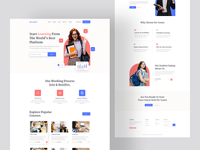 Online Education Landing Page class college colors courses design e learning education educational educational platform online class online education online learning online school online teaching school web students study teaching ui ux web design