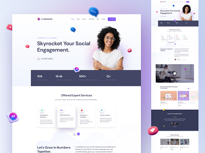 DigiMarketer - Social Media Marketer Website Template 2021 trend agency best design 2021 branding design design agency first shot landing page marketing marketing agency online marketing popular design seo typography ui ui design ux ux design