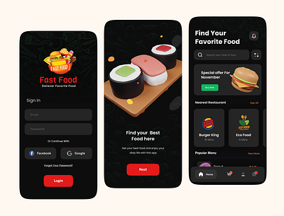 Food Delivery App UI Design app design burger dark mode delivery app design designer fast food app food app food delivery app food menu food ordering app iob app mobile app pizza popular shot restaurant app restaurant web resturant app tazrin uiux uiuxdesigner