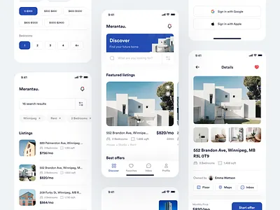 Merantau - Real Estate App apartment building home house ios minimal mobile properties property real estate realestate rent residence uidesign uxdesign