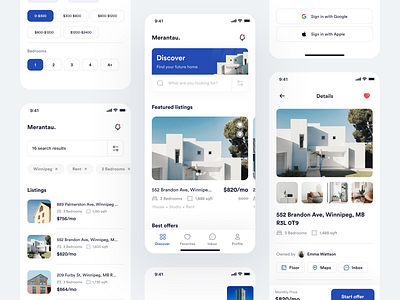 Merantau - Real Estate App apartment building home house ios minimal mobile properties property real estate realestate rent residence uidesign uxdesign
