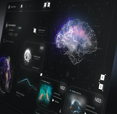 Brain Memory Downloader brain dashboard futuristic memory neuralink ui