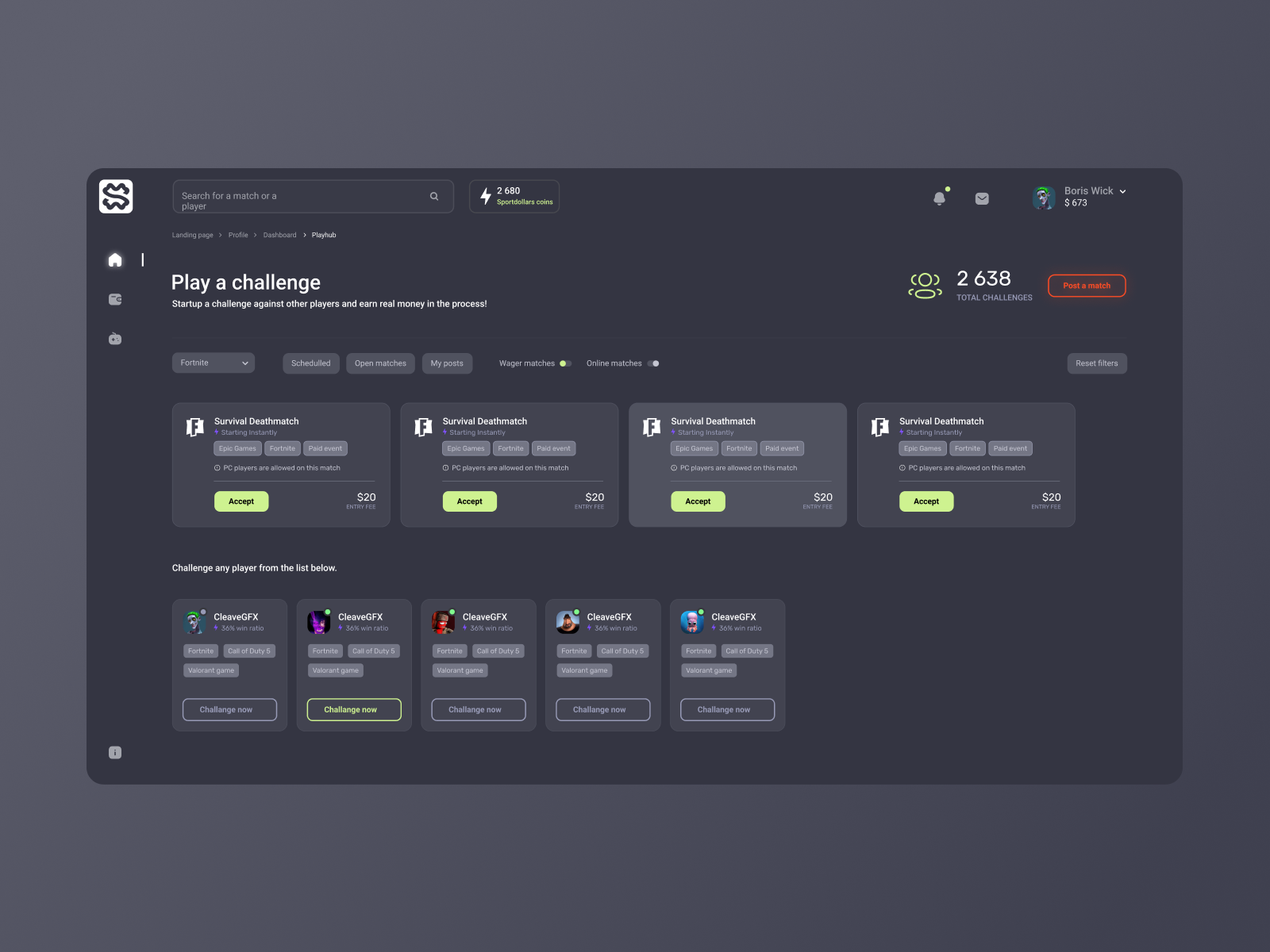 Example of Tournament Platform Design